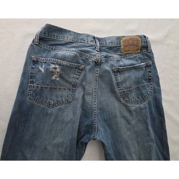 VTG Y2K Abercrombie Fitch Jeans Mens 34x32 Saranac Boot cut Distressed Grunge - Picture 13 of 14